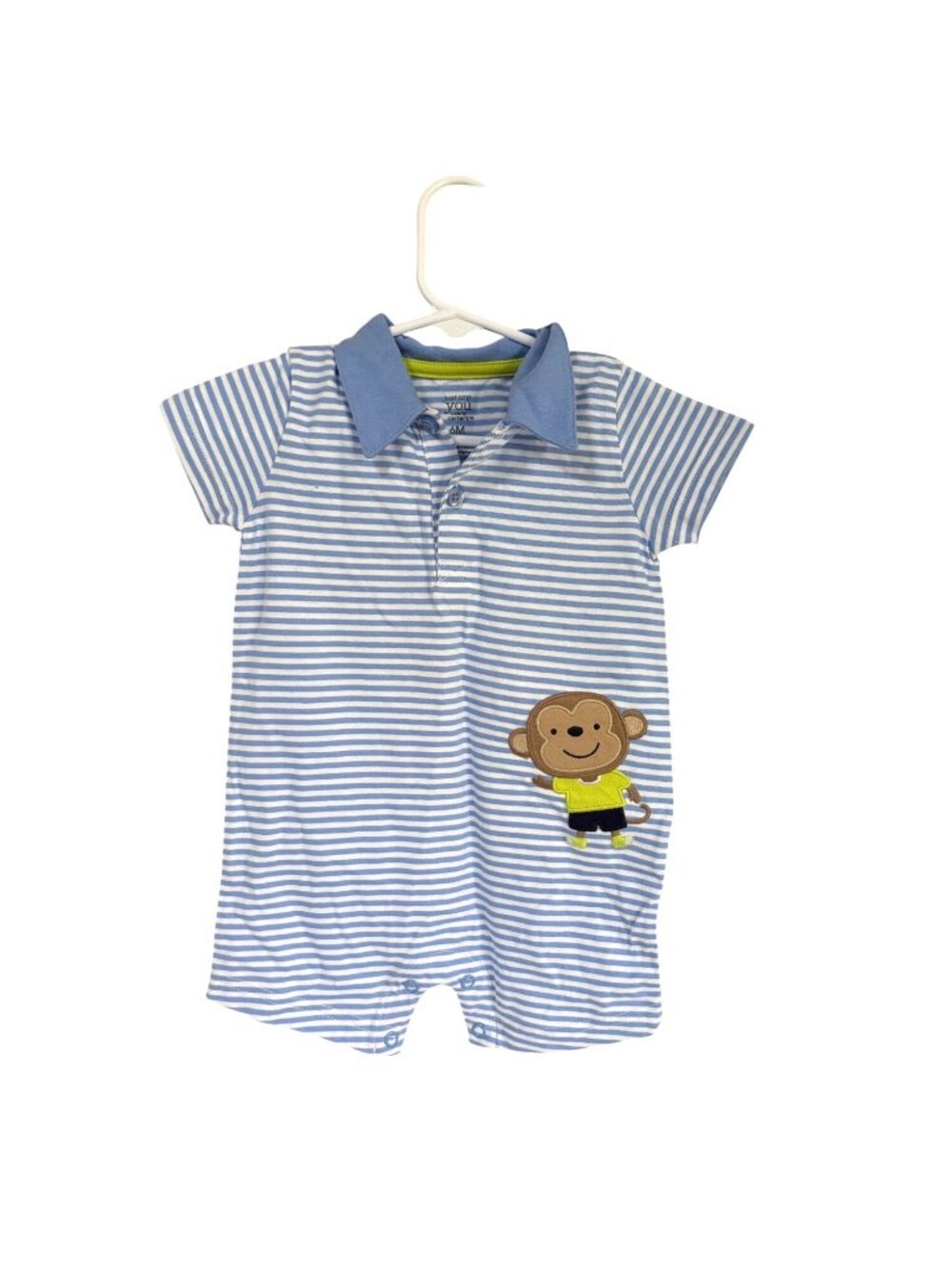 Just One You Carters Boys Infant Baby Size 3 6 months Blue white Striped 1 piece